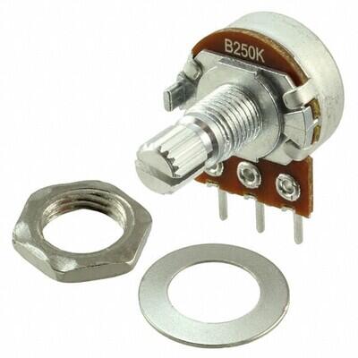 250k Ohm 1 Gang Linear Panel Mount Potentiometer None 1.0 Kierros Conductive Plastic 0.2W, 1/5W PC Pins - 1