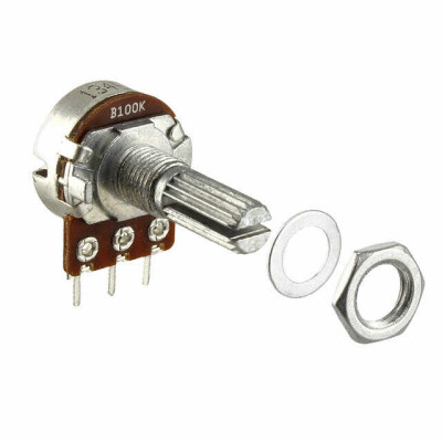 100k Ohm 1 Gang Linear Panel Mount Potentiometer 1.0 Turns Carbon 0.2W, 1/5W PC Pins - 1