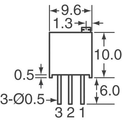 10 kOhms 0.5W, 1/2W PC Pins Through Hole Trimmer Potentiometer Cermet 25.0 Turn Top Adjustment - 2