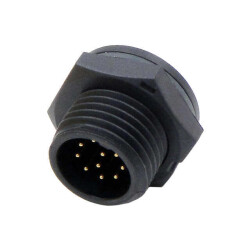 10 Position Circular Connector Receptacle, Male Pins Solder Cup - 1