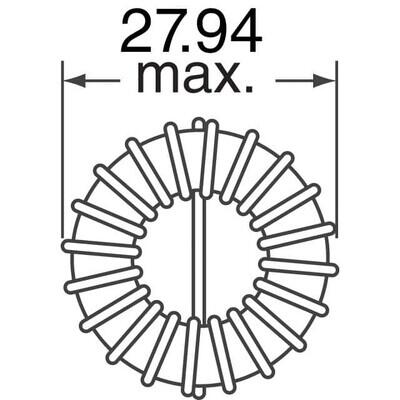 100 µH Unshielded Toroidal Inductor 6.8 A 27mOhm Max Radial, Horizontal (Open) - 3