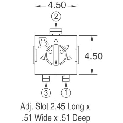 100 kOhms 0.25W, 1/4W Gull Wing Surface Mount Trimmer Potentiometer Cermet 1.0 Turn Top Adjustment - 3