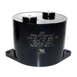 100 µF Film Capacitor 230V 1200V (1.2kV) Polypropylene (PP), Metallized Radial, Can - 1