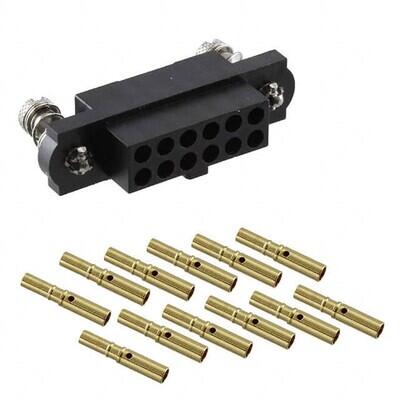 12 Position Rectangular Receptacle Connector Crimp Gold 24-28 AWG - 1