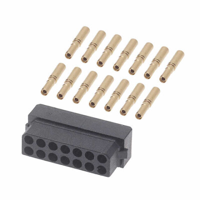 14 Position Rectangular Receptacle Connector Crimp Gold 24-28 AWG - 1