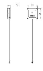 1575 MHz GNSS Ceramic Active Antenna, Pre Filter, 25 dB Gain, U.FL Connector - 3