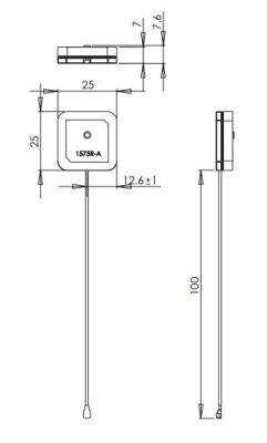 1575 MHz GNSS Ceramic Active Antenna, Pre Filter, 14 dB Gain, U.FL Connector - 3