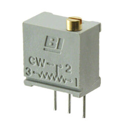 2 kOhms 0.5W, 1/2W PC Pins Through Hole Trimmer Potentiometer Cermet 20.0 Turn Top Adjustment - 1