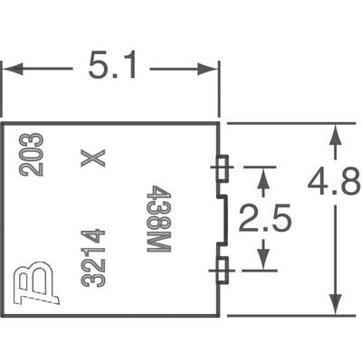 20 kOhms 0.25W, 1/4W Gull Wing Surface Mount Trimmer Potentiometer Cermet 5.0 Turn Top Adjustment - 6