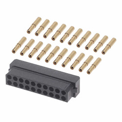 20 Position Rectangular Receptacle Connector Crimp Gold 24-28 AWG - 1