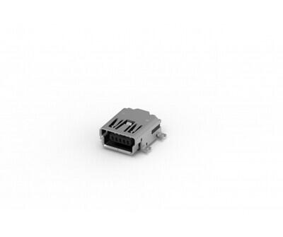 Mini USB 2.0, B Type Receptacle, Right Angle, SMT, 30u