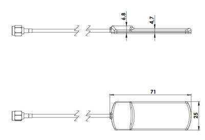 2.4/5.0 GHz WiFi / BT / ZigBee / ISM Adhesive Antenna, RP-SMA Male - 2