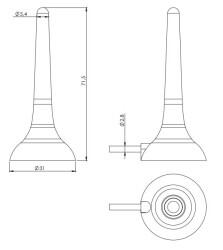 2.4 GHz WiFi / BT / ZigBee / ISM Magnetic Mount Stick Antenna, RG174 Cable, RP-SMA Male - 2