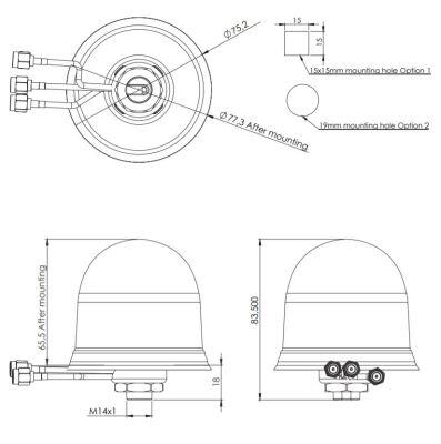 2.4/5.0 GHz 4G LTE / 3G / 2G / WiFi / ISM, GPS / GLONASS Antenna, 3xConnection - 3