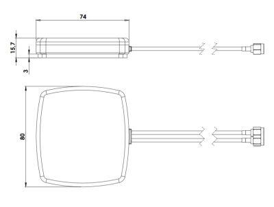 2.4/5.0 GHz WiFi / BT / ZigBee / ISM MIMO Antenna, DACAR302 Cable, SMA Male - 4