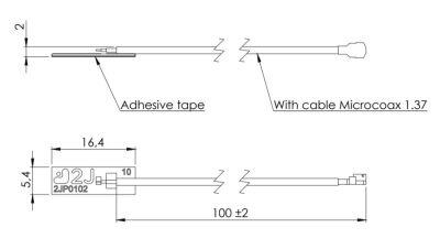 2.4/5.0 GHz WiFi / BT / ZigBee / ISM Embedded Fiberglass PCB Antenna, U.FL Connector - 3