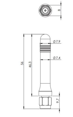 2.4/5.0 GHz WiFi / BT / ZigBee / ISMStick Antenna, Connector Mount, SMA Male Ni - 2