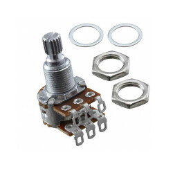 250k Ohm 2 Gang Logarithmic Panel Mount Potentiometer None 1.0 Kierros Carbon 0.06W Solder Lug - 1