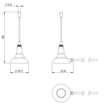 915 MHz ZigBee / ISM / SIGFOX / LoRa Mıknatıs Tabanlı Çubuk Anten, LMR 100 Kablo, SMA Erkek - 3