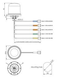 4G LTE / 3G / 2G / WiFi / ISM / GPS / GLONASS / Galileo MIMO Kombo Anten, 5 Kablolu - 7