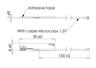 2.4/5.0 GHz WiFi / BT / ZigBee / ISM Esnek Ultra İnce PCB Anten, U.FL Konnektör - 3