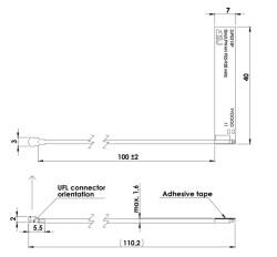 915 MHz ZigBee / ISM / SIGFOX / LoRa Esnek Ultra İnce PCB Anten, 0.1 dBi, U.FL Konnektör - 2