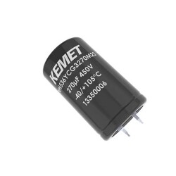 330 µF 450 V Aluminum Electrolytic Capacitors Radial, Can - Snap-In - 3 Lead 220mOhm @ 100Hz 2000 Hrs @ 105°C - 1