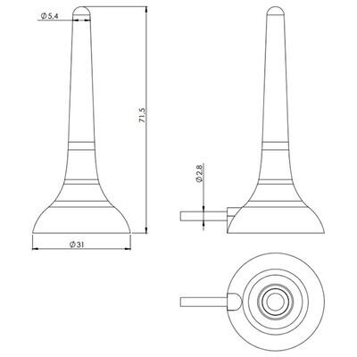 3G / 2G Mıknatıs Tabanlı Çubuk Anten, 3m RG174 Kablo - 2