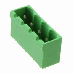 4 Position Terminal Block Header, Male Pins, Shrouded (4 Side) 0.200