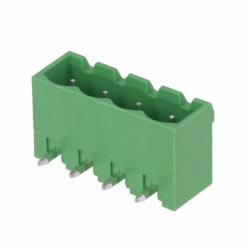 4 Position Terminal Block Header, Male Pins, Shrouded (4 Side) 0.200