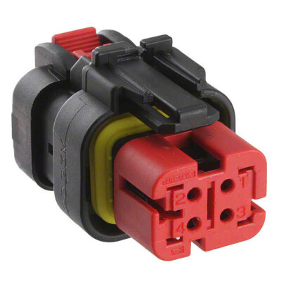 4 Rectangular Connectors - Housings Plug Black 0.177