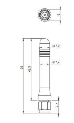 433 MHz ISM / LoRa Çubuk Anten, Konnektör Montaj, SMA Erkek Nikel - 2