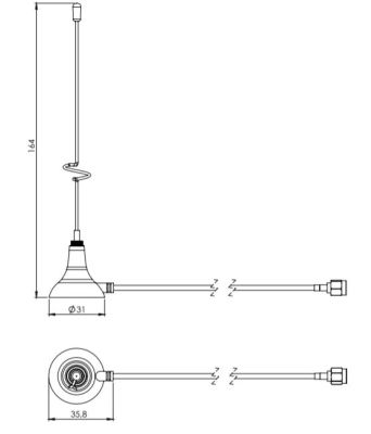 433 MHz ISM / LoRa Mıknatıs Tabanlı Çubuk Anten, SMA Erkek - 3