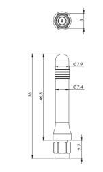 433 MHz ISM / LoRa Stick Antenna, Connector Mount, SMA Male Ni - 2