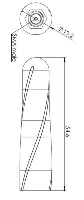 433 MHz ISM / LoRa Stick Antenna, Connector Mount, SMA Male Ni - 3