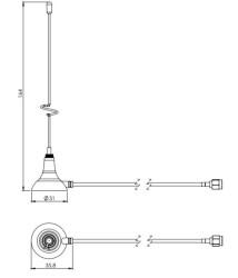 434 MHz ISM / LoRa Magnetic Mount Stick Antenna, SMA Male Ni - 3