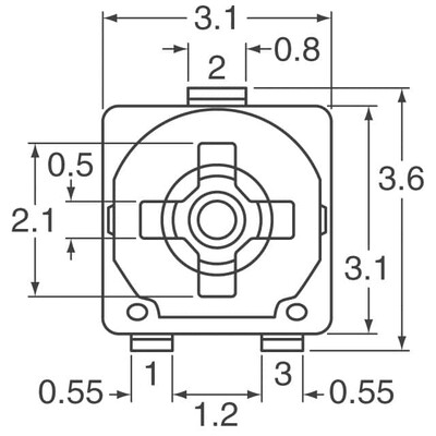 4.7 kOhms 0.1W, 1/10W J Lead Surface Mount Trimmer Potentiometer Carbon 1 Turn Top Adjustment - 3