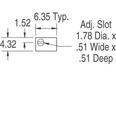 50 Ohms 0.25W, 1/4W PC Pins Through Hole Trimmer Potentiometer Cermet 12.0 Turn Top Adjustment - 4