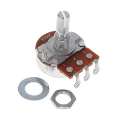 500k Ohm 1 Gang Linear Panel Mount Potentiometer 1.0 Turns Carbon 0.5W, 1/2W Solder Lug - 1