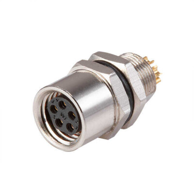 6 Position Circular Connector Plug, Female Sockets Solder Cup - 1