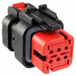 6 Rectangular Connectors - Housings Plug Black 0.177