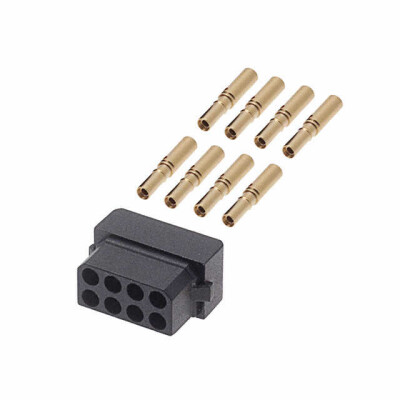 8 Position Rectangular Receptacle Connector Crimp Gold 24-28 AWG - 1