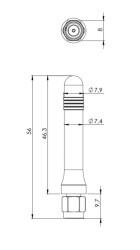 869 MHz ZigBee / ISM / SIGFOX / LoRa Stick Antenna, Connector Mount, SMA Male Ni - 2