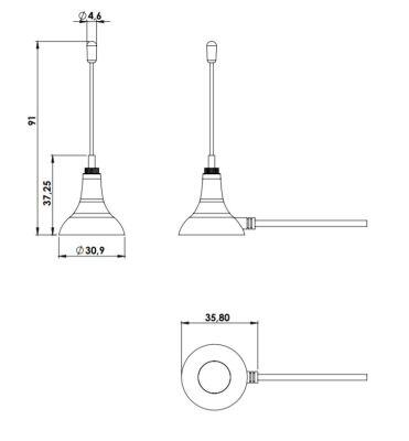 868 MHz ZigBee / ISM / SIGFOX / LoRa Magnetic Mount Stick Antenna, LMR100 Cable, SMA Male Ni - 3