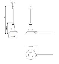 868 MHz ZigBee / ISM / SIGFOX / LoRa Mıknatıs Tabanlı Çubuk Anten, LMR 100 Kablo, SMA Erkek Nikel - 3