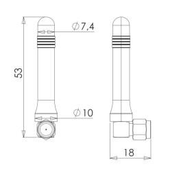 868 MHz ZigBee / ISM / SIGFOX / LoRa Stick Antenna, Connector Mount, 90° SMA Male Ni - 2