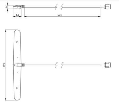 915 MHz ZigBee / ISM / SIGFOX / LoRa T Antenna, 3.4 dBi, RG174 Cable, SMA Male Ni - 2