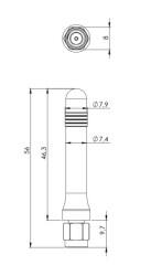 915 MHz ZigBee / ISM / SIGFOX / LoRa Stick Antenna, Connector Mount, SMA Male Ni - 2