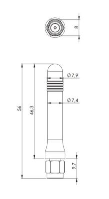 915 MHz ZigBee / ISM / SIGFOX / LoRa Stick Antenna, Connector Mount, SMA Male Ni - 2