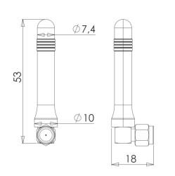 915 MHz ZigBee / ISM / SIGFOX / LoRa Stick Antenna, Connector Mount, 90° SMA Male Ni - 2